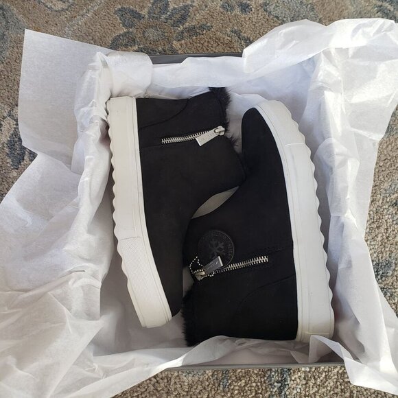 NIB J Slides Poppy Black Nubuck Fur Lined Waterproof Platform Sneaker Boots 8.5 - Picture 8 of 9